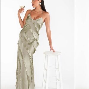 Show Me Your Mumu Romance Ruffle Moss Green Dress